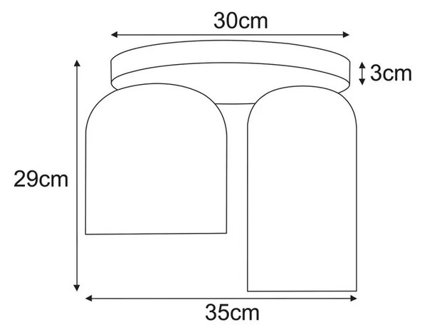 Sufitowa lampa z dwoma ryflowanymi grafitowymi kloszami P2-E71