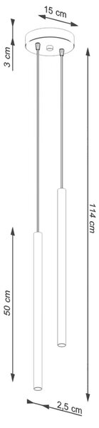 Wiszące podwójne lampy tuby w kolorze ochra - M085 L4-T56