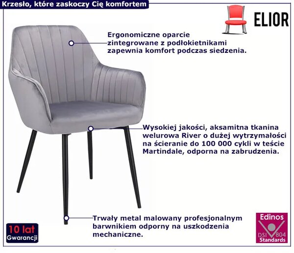 Szare krzesło z podłokietnikami do stołu T1-Z94