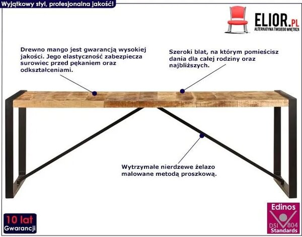 Brązowy stół w stylu loftowym 100x220 L8-M70