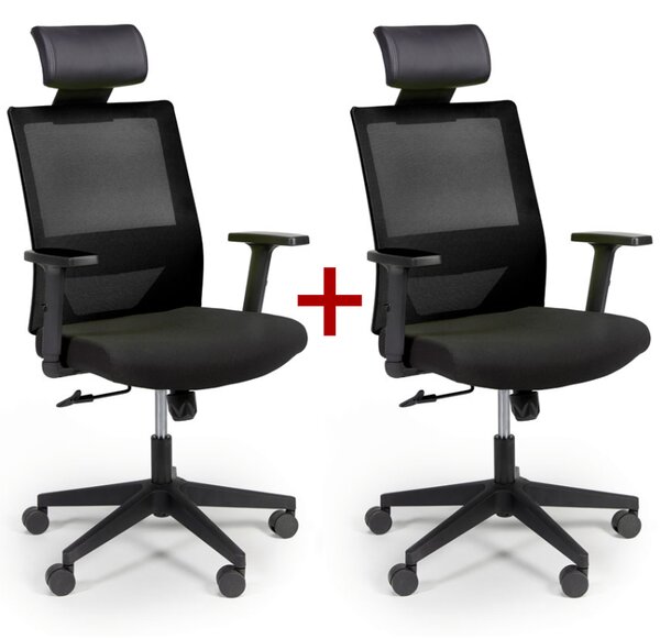 Krzesło biurowe WOLF 1+1 GRATIS, czarny