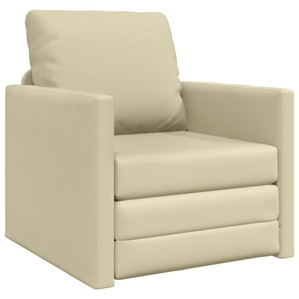 Sofa bed kremowy 74 x 77 x 81 cm sztuczna skÃ³ra