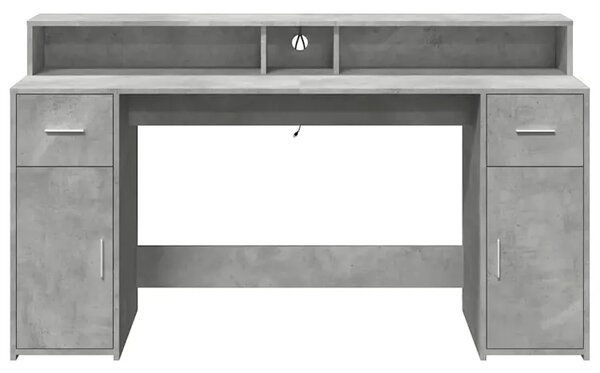 Biurko podświetlane 160 cm betonowa szarość H5-S85
