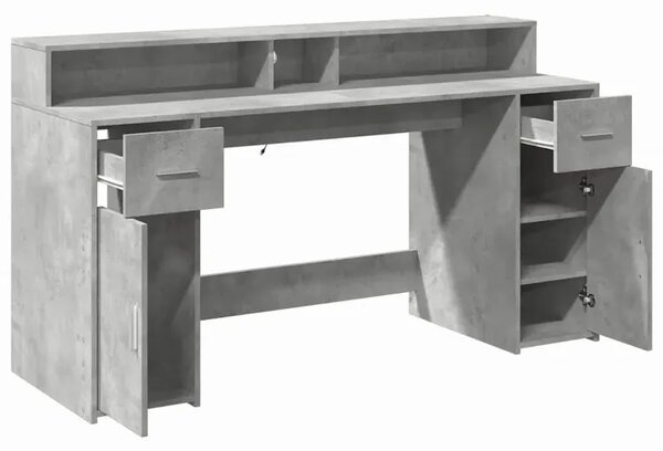 Biurko podświetlane 160 cm betonowa szarość H5-S85