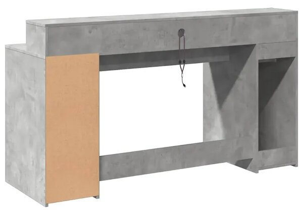 Biurko podświetlane 160 cm betonowa szarość H5-S85
