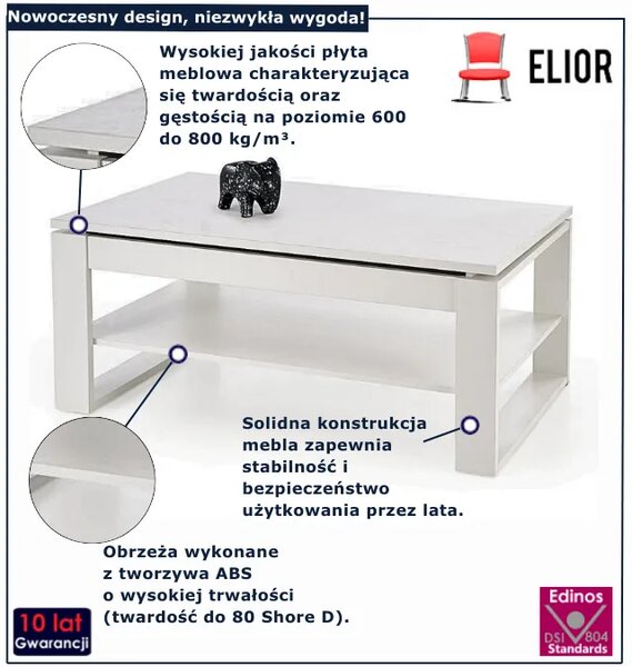 Nowoczesna biała ława z podnoszonym blatem S6-R27