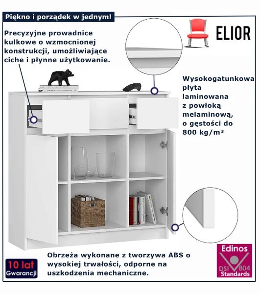 Biała minimalistyczna komoda do salonu N4-G26