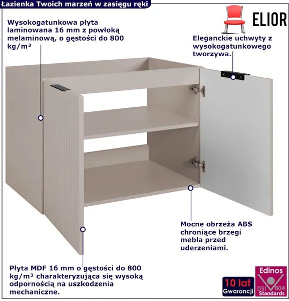 Kaszmirowa ryflowana szafka łazienkowa dwudrzwiowa 80 cm L9-A65