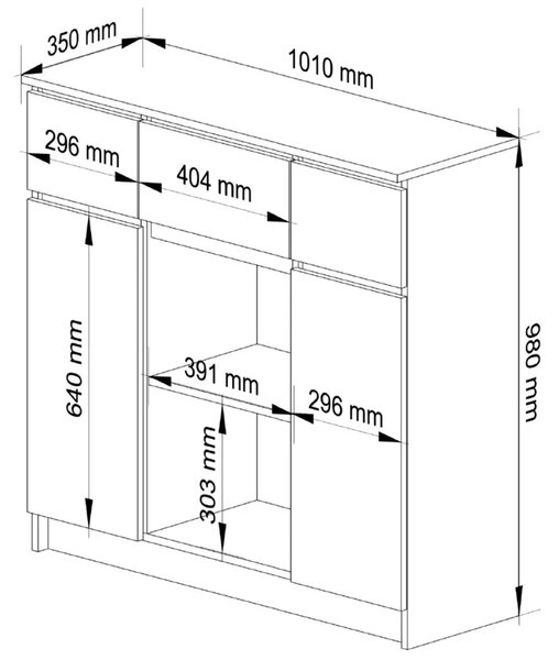 Biała minimalistyczna komoda do salonu N4-G26