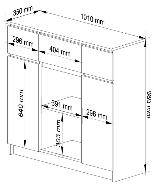 Minimalistyczna komoda do salonu dąb sonoma + biały Z4-N49