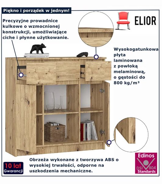 Komoda minimalistyczna do salonu dąb artisan M6-R01