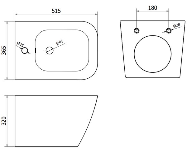 Mexen Madox bidet wiszący, czarna mat - 35155170
