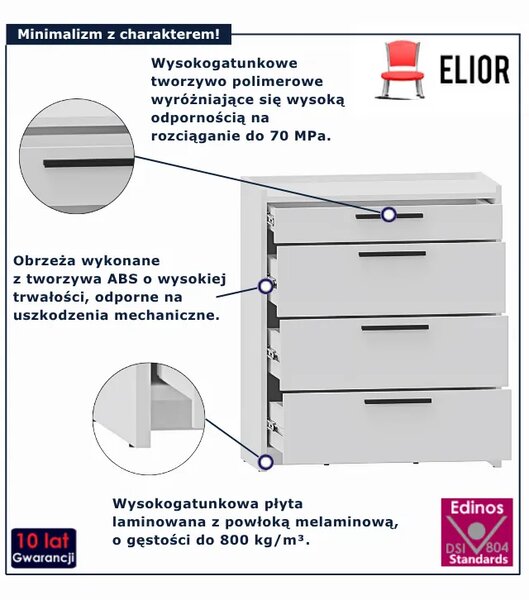 Biała duża komoda z 4 szufladami - S8-P69