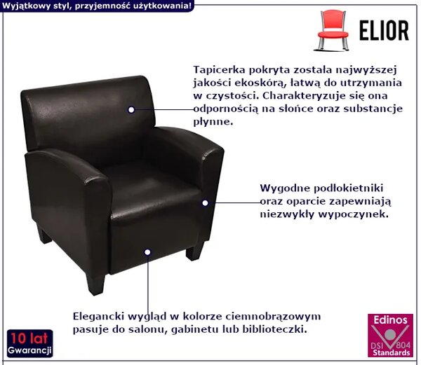 Ciemnobrązowy fotel z ekoskóry C2-D88