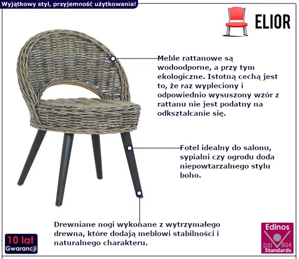 Fotel z naturalnego rattanu H9-S16