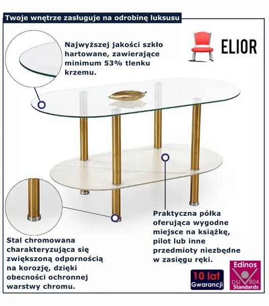 Owalna szklana ława w stylu glamour E7-A42