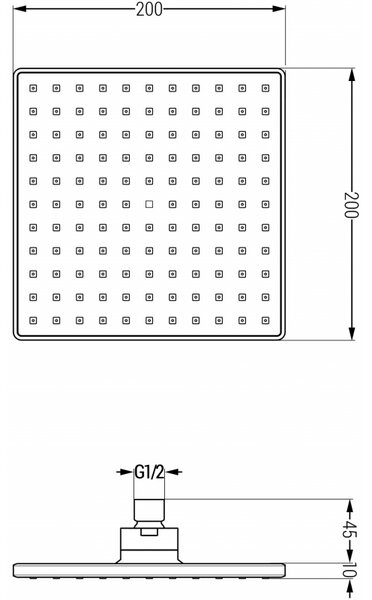 Mexen D-45 deszczownica 20x20 cm, czarna - 79745-70