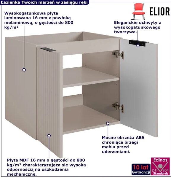 Wisząca kaszmirowa szafka łazienkowa 60 cm P3-N12