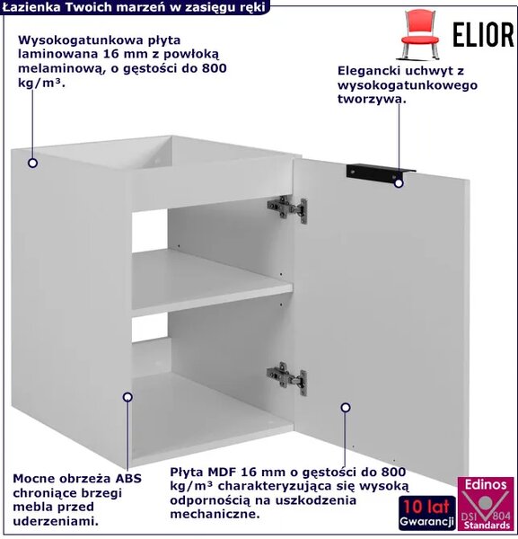 Ryflowana biała szafka pod umywalkę 40 cm W9-T33