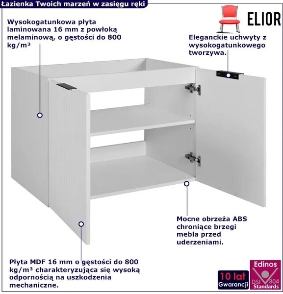 Biała dwudrzwiowa wisząca szafka do łazienki 80 cm R2-E70