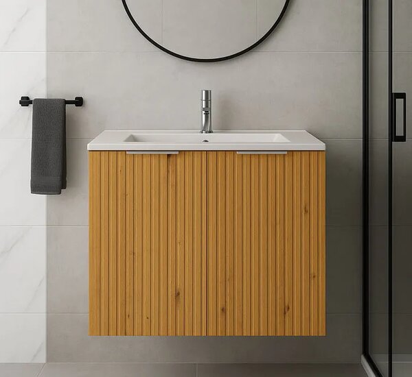 Szafka łazienkowa dwudrzwiowa 80 cm dąb craft złoty R9-C85