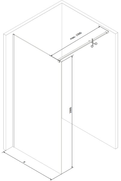 Mexen Kioto ścianka prysznicowa Walk-in 50 x 200 cm, transparent 8 mm, chrom - 800-050-101-01-00