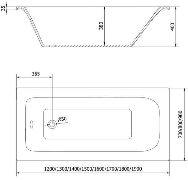 Mexen Vega wanna prostokątna 120 x 70 cm z obudową, biała - 55011207000X