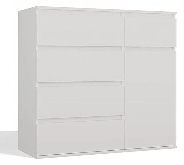Biała nowoczesna komoda z szufladami i półkami 100cm B4-D90