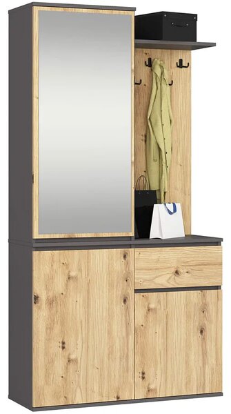 Garderoba klasyczna do przedpokoju szary + dąb artisan G6-B98