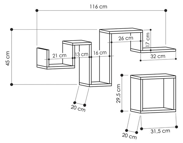Półka Follow Anthracite, 2 szt