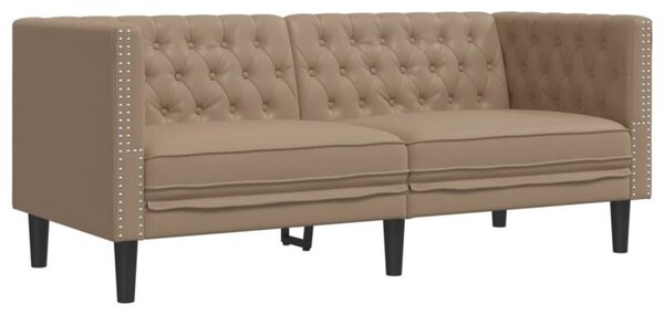 Sofa chesterfield, 2-os., cappuccino, sztuczna skÃ³ra