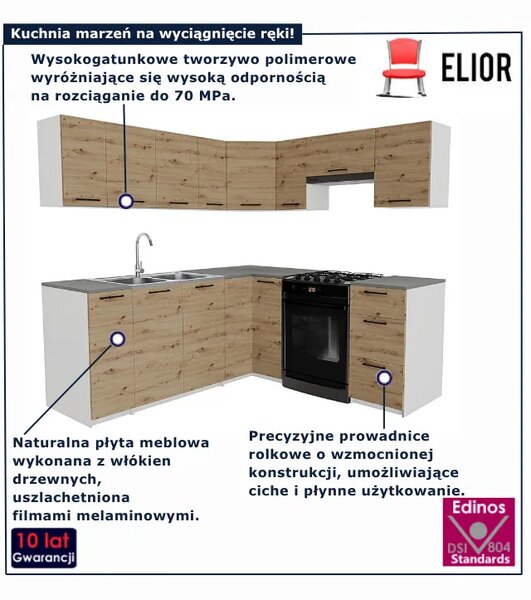 Narożny komplet mebli kuchennych dąb artisan B4-K34