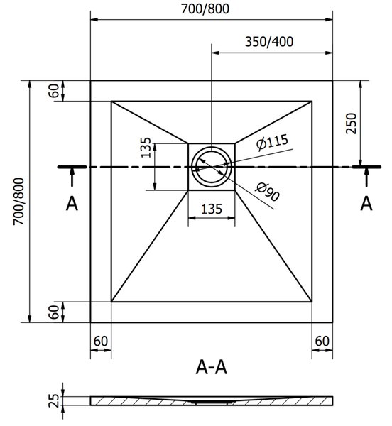 Mexen Stone+ brodzik kompozytowy kwadratowy 70 x 70 cm, biały - 44107070