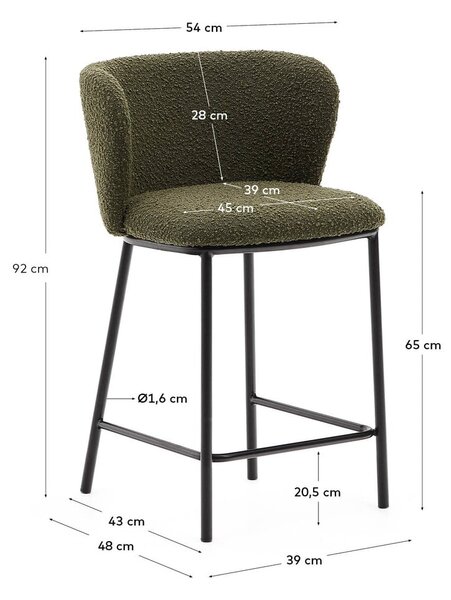 Zielony hoker (wysokość siedziska 65 cm) Ciselia – Kave Home