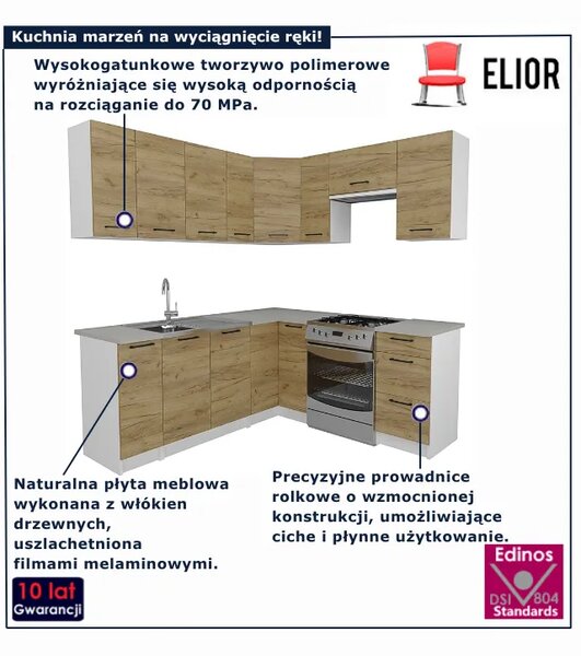 Komplet mebli kuchennych narożny dąb craft Z2-A35