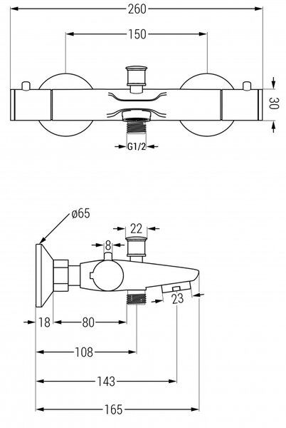 Mexen Nox termostatyczna bateria wannowa, czarna - 77350-70