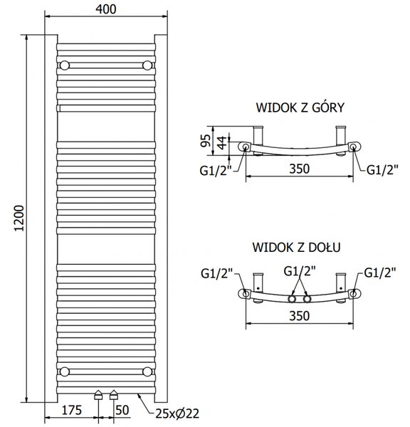 Mexen Ares grzejnik elektryczny 1200 x 400 mm, 400 W, czarny - W102-1200-400-6400-70