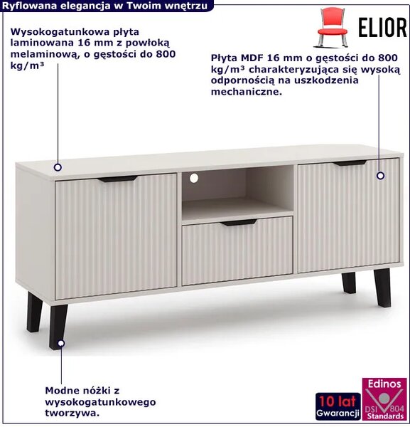 Kaszmirowa ryflowana szafka RTV na nóżkach P6-R32