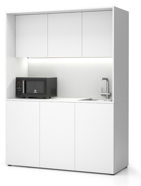 Kuchnia biurowa NIKA ze zlewem i kranem 1481 x 600 x 2000 mm, biały, prawe