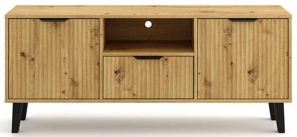 Szafka pod telewizor ryflowana na nóżkach dąb artisan H2-H73