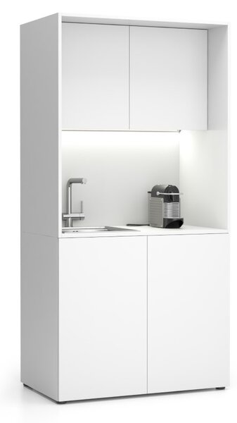 Kuchnia biurowa NIKA ze zlewem i kranem 1000 x 600 x 2000 mm, biały, lewo