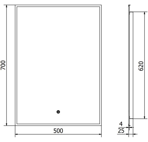 Mexen Erma lustro łazienkowe podświetlane 50 x 70 cm, LED 6000K, antypara, rama czarna - 9814-050-070-611-70