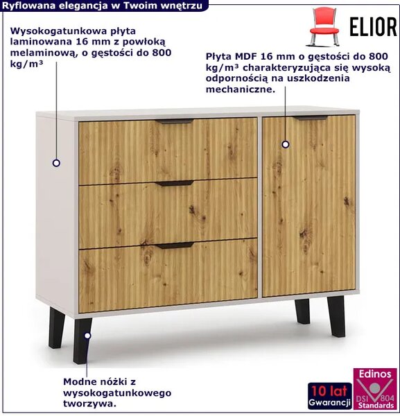 Komoda duża z 3 szufladami i szafką kaszmir + dąb artisan A1-L26