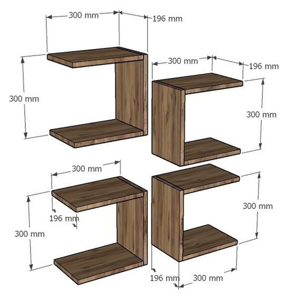 Półka Base Sapphire Oak, 4 szt