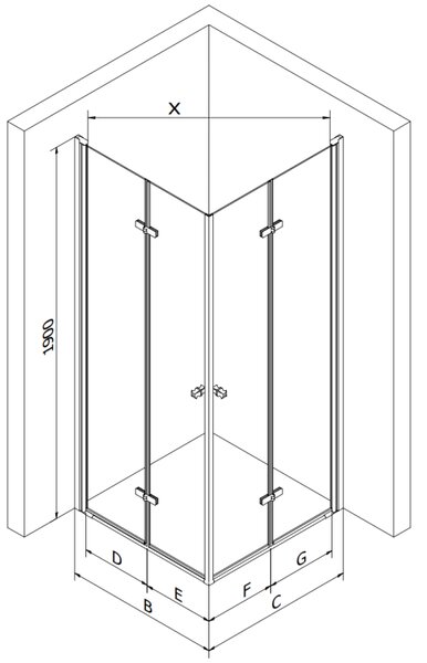 Mexen Lima Duo kabina prysznicowa składana 90 x 80 cm, transparent, czarna + brodzik Flat - 856-090-080-70-02-4010B