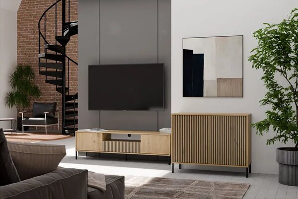 Komoda na nóżkach z lamelami dąb artisan C7-D31