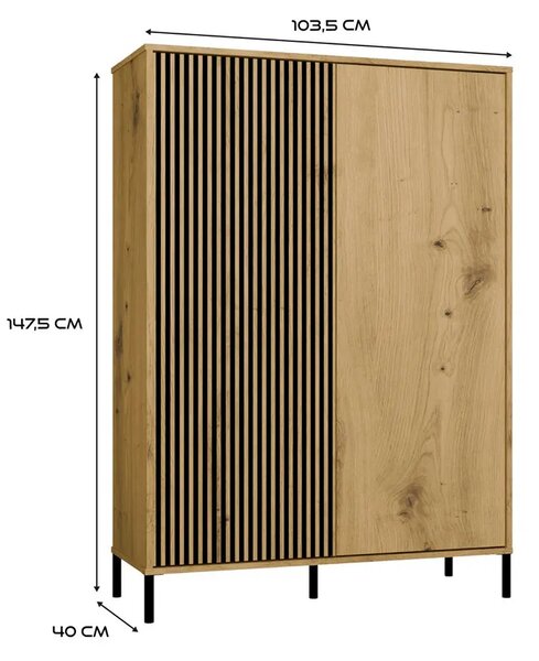 Nowoczesna komoda z lamelami na nóżkach dąb artisan T3-A09