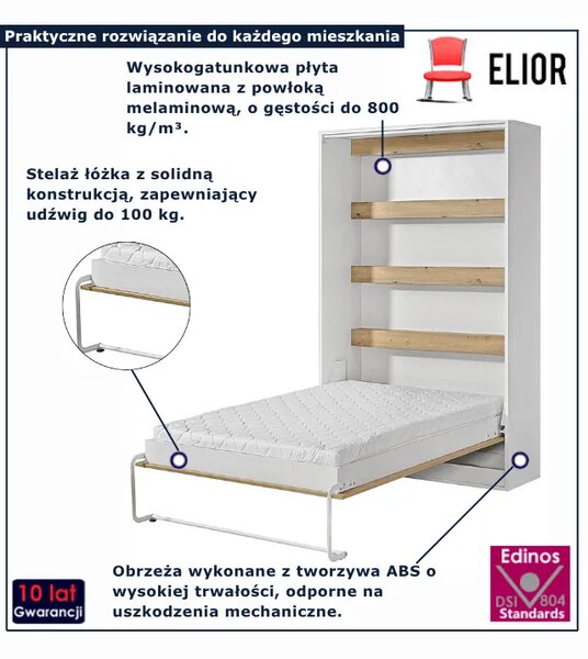 Półkotapczan pionowy dąb+ czarny uchwyt 160x200 L4-K82