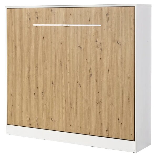 Poziomy rozkładany tapczan biały + dąb 160x200 H5-W19