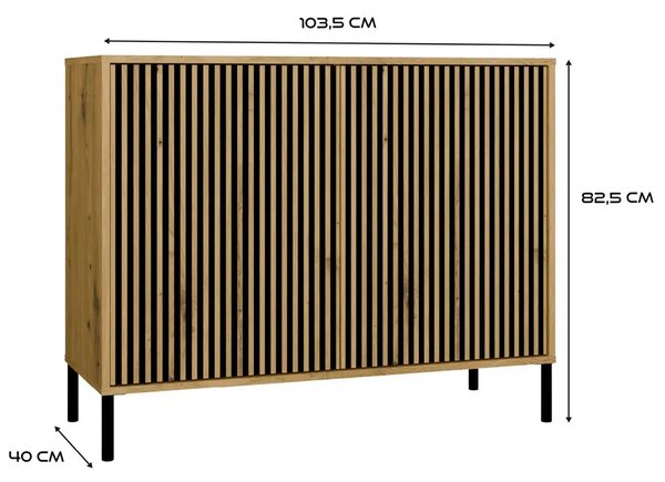 Komoda na nóżkach z lamelami dąb artisan C7-D31